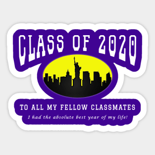 Class of 2020 - Purple, Yellow and White Colors Sticker